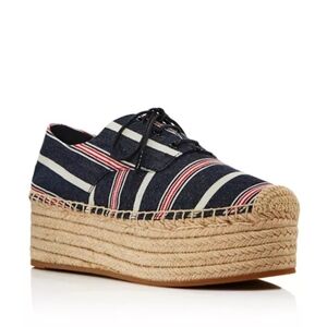 Tory Burch Women's 8.5 Florence Striped Espadrille Platform Sneakers Vacation